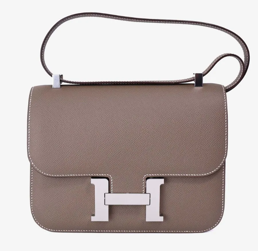 A Hermes Constance 24 in Etoupe Epsom leather with a palladium H clasp